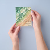 海ビーチ水彩夏グリーンサン チラシ (手)