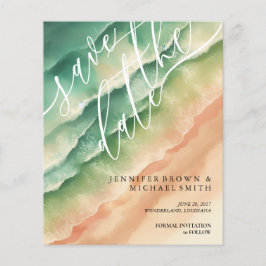 海ビーチ水彩夏グリーンサン チラシ