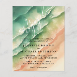 海ビーチ水彩夏サンセット チラシ