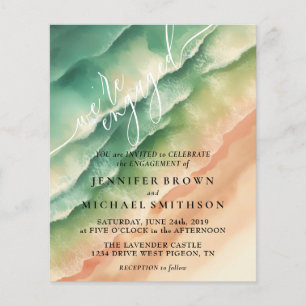 海ビーチ水彩夏サンセット チラシ