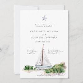 海ビーチ水彩沿岸結婚式招待状 招待状