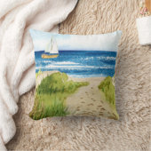 海ビーチ沿岸帆船ショアライン クッション (ブランケット)