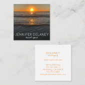 海ビーチ波サンセット自然フォトトラベル スクエア名刺 (正面/裏面)