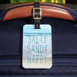 海ビーチ波旅行写真Salty Sandy Happy ラゲッジタグ