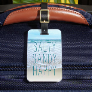 海ビーチ波旅行写真Salty Sandy Happy ラゲッジタグ