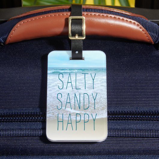 海ビーチ波旅行写真Salty Sandy Happy ラゲッジタグ (正面インサイチュ2)