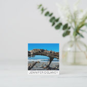 海ビーチ波流木自然写真旅行 スクエア名刺 (スタンド正面)