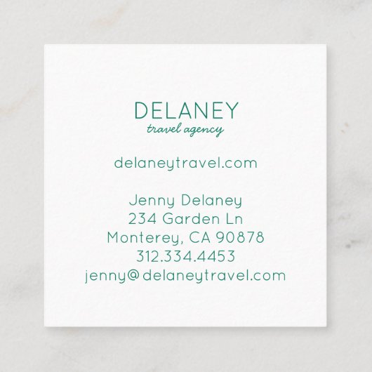 海ビーチ波海の緑の写真旅行 スクエア名刺 (裏面)