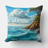 海ビーチ波 クッション (正面)