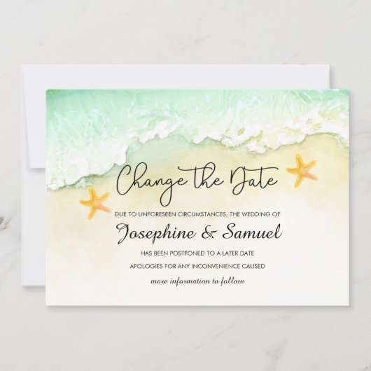 海ビーチ熱帯夏の日付の変更 招待状 (正面)