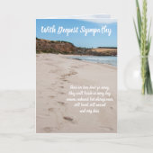 海ビーチ砂の中に足跡を持つ悔やみや弔慰 カード (正面)