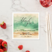 海ビーチ砂の水の色ありがとう スタンダードカクテルナプキン (インサイチュ)