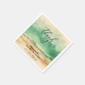 海ビーチ砂の水の色ありがとう スタンダードカクテルナプキン (角)