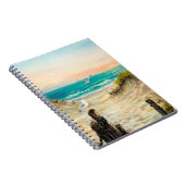 海ビーチ砂丘の油絵 ノートブック (右側)