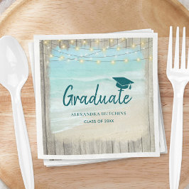 海ビーチ素朴ウッドライト研究科パーティー スタンダードカクテルナプキン