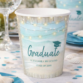 海ビーチ素朴ウッドライト研究科パーティー 紙コップ