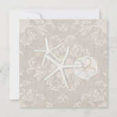 海ビーチ結婚式スターフィッシュダマスク木素朴 招待状 (裏面)