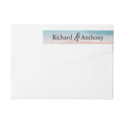 海ビーチ結婚式 ラップアラウンドラベル (裏面)