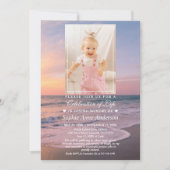 海ビーチ葬儀お祝いのライフガール写真 招待状 (正面)