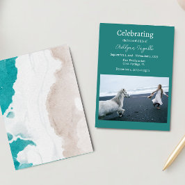 海ビーチ葬儀フォトお祝いの生活 招待状