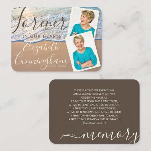 海ビーチ葬儀記念カスタム写真 名刺 (正面/裏面)