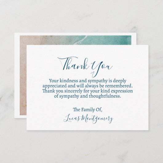 海ビーチ葬式ありがとう悔やみや弔慰 ノートカード (正面/裏面)