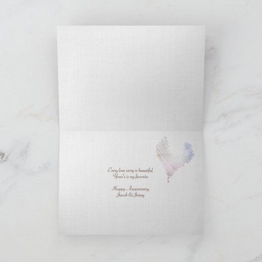 海ビーチ記念日ハート カード (内部)