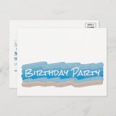 海ビーチ誕生日パーティーへの招待 インビテーションポストカード (正面/裏面)