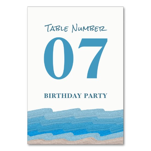 海ビーチ誕生日パーティーテーブルNo. テーブルナンバー (正面)