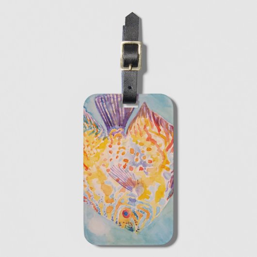 海ビーチ魚の水の色カーエアフレッシュナー ラゲッジタグ (正面縦)