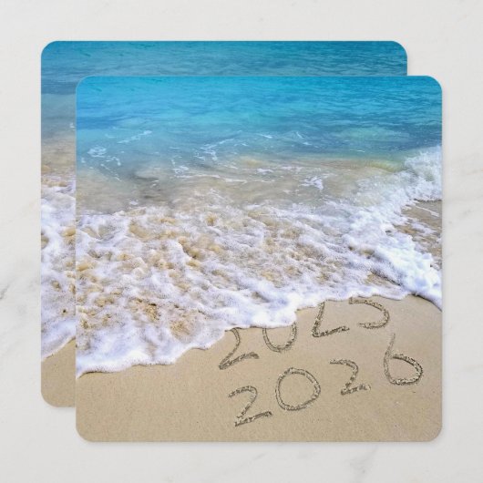 海ビーチ2025年新年のパーティー 招待状 (正面/裏面)