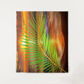 海ビーチ&サンセットパームリーフモダンシー タペストリー (正面)