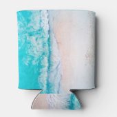 海ビーチ、美しい風景、旅行テーマ。 缶クーラー (裏面)