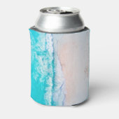 海ビーチ、美しい風景、旅行テーマ。 缶クーラー (缶裏面)