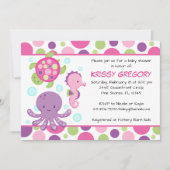 海ピンクのベビーシャワー招待状 招待状 (正面)