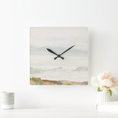 海ファインアート水彩（横）淡いグレー スクエア壁時計 (ホーム)
