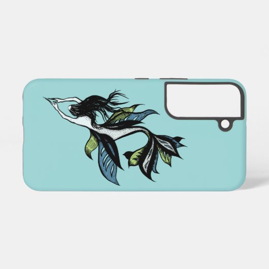 海ファンタジーブルーグリーン芸術的マーメイド SAMSUNG GALAXYケース (裏面横)