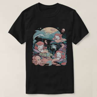 海ファンタジーマーメイドグラフィック Tシャツ