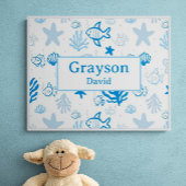 海フィッシュ名前をカスタムする子供部屋ボーイズルームアート ポスター