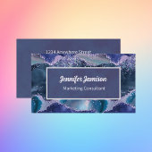 海フェイクグリッターパープルブルーラベンダーエレガント 名刺