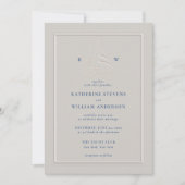 海フェイクボーモダンクラシックエンボス結婚ズ 招待状 (正面)