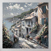 海フランスののポスターによる村の夏の風景 ポスター (正面)