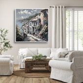 海フランスののポスターによる村の夏の風景 ポスター