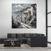 海フランスののポスターによる村の夏の風景 ポスター