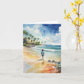 海フロリダウォーター色の少年 カード (黄色い花)