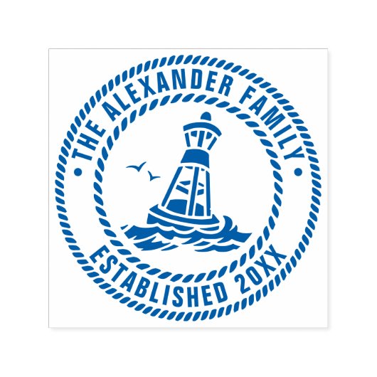 海ブイガルズファミリー名日付Estdロープフレーム セルフインキングスタンプ (デザイン)