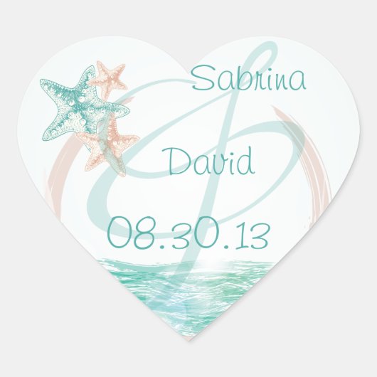 海ブリーズビーチ結婚式封筒用シール ハートシール (正面)