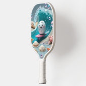 海ブリーズピックボール – かわいいサーフ&シーシェルパッド ピックルボールラケット (左)