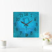 海ブリーズヨガ陰陽 スクエア壁時計 (ホーム)