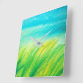 '海ブリーズ'抽象芸術 スクエア壁時計 (傾斜)